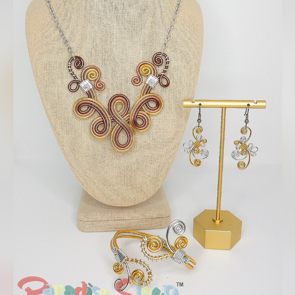 ✨ *Art Fair* Gold/Silver/Copper Wire Jewelry Set - HAND MADE - Very Unique!